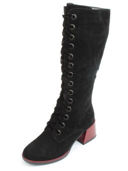 02-BA100-2 BLACK Сапоги зимние женские (натуральная замша, байка и натуральный мех) - Фабричный китай фото 5