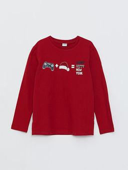 Bisiklet Yaka Y?lba?? Temal? Uzun Kollu Erkek ?ocuk Ti??rt