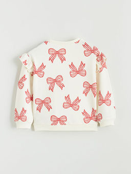 Bisiklet Yaka Desenli K?z Bebek Sweatshirt