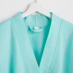 Халат вафельный женский удлинённый Экономь и Я размер 50-52, цвет небесный, 100% хлопок, 200 г/м²