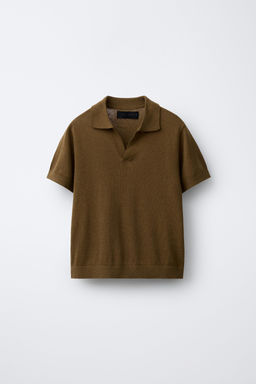 POLO CON LINO Y ALGOD?N / Tabaco