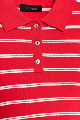 STRIPED SHORT SLEEVE KNIT POLO SHIRT - Zara фото 7