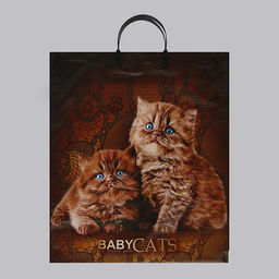 Цена за 10 шт. Пакет "Бэбикэтс", полиэтиленовый с пластиковой ручкой, 40 х 44, 100 мкм