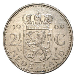 Монета 2 1/2 гульдена 1969 года Нидерланды
