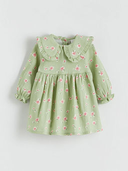 Bebe Yaka ?i?ekli M?slin K?z Bebek Elbise