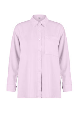 Pembe Oversize %100 Tencel Denim Gomlek TWOSS24GO00142