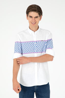 Мужская темно-синяя рубашка с длинным рукавом