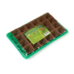 Цена за 2 шт. Набор для рассады: торфяная кассета, 24 ячейки по 50 мл, поддон 31×20 см, зелёный, пластик, Экоторф