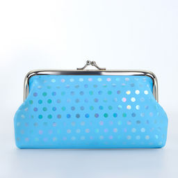 Косметичка женская на фермуаре, маленькая, с принтом Перламутровый горох, голубая - Simaland фото 2