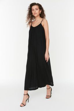 TRENDYOLMILLA Siyah Shift/Duz Kesim Viskon Ask?l? Maxi Dokuma Elbise TWOSS22EL00068