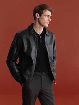 Standart Kal?p Erkek Deri G?r?n?ml? Mont