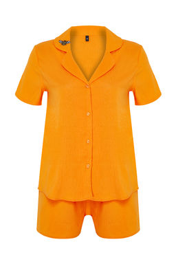 Trendyolmilla Sar? Ar? Nak?sl? Sortlu Dokuma Pijama Tak?m? THMSS24PT00053 фото 7