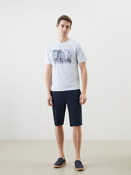 Bisiklet Yaka Antalya Bask?l? Penye Erkek Ti??rt