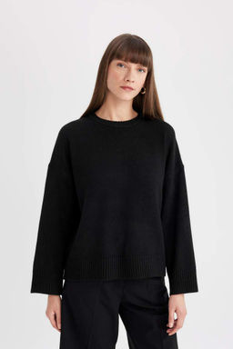 Свитер оверсайз с круглым вырезом - Defacto фото 4