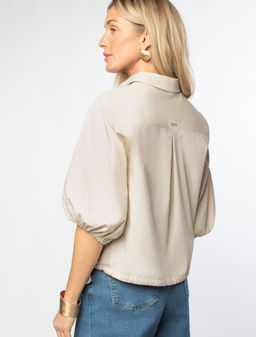 Блузка Vilatte из поплина светло-бежевый  фото 4