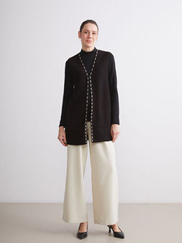 V Yaka Desenli Kad?n Triko Yelek