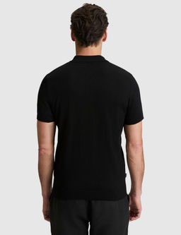 Siyah Slim Fit %100 Pamuk D__meli Polo Yaka Triko Ti__rt