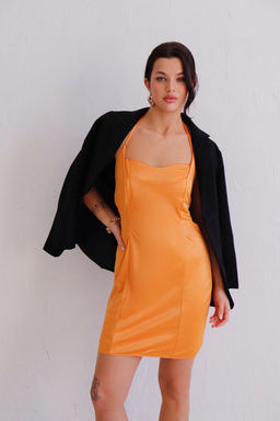 11354 Платье с открытой спинкой оранжевое - Martichelli фото 16