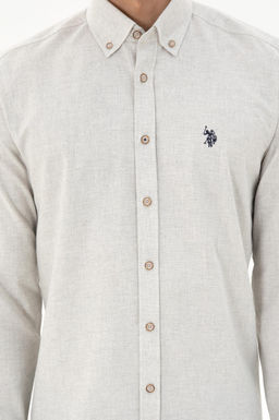 Мужская бежевая базовая рубашка с длинным рукавом Неожиданная скидка в корзине - U.s. polo assn фото 6