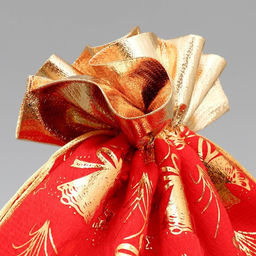 Цена за 5 шт. Мешочек подарочный плюш Новогодние колокола, колокольчик, тиснение, 30 х 40 см +/- 1.5 см - Дарите счастье фото 3