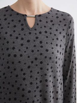 Bisiklet Yaka Puantiyeli Bluz