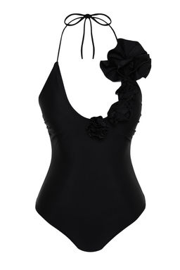 TRENDYOLMILLA Siyah Derin Dekolteli Cicek Aplikeli High Leg Regular Mayo TBESS24MA00024  фото 7