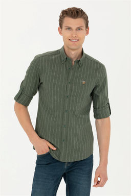 U. S. Polo Assn / Мужская зеленая рубашка с длинным рукавом - U.s. polo assn фото 8