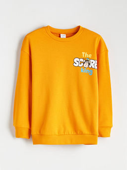 Bisiklet Yaka Nostaljik Maymun Bask?l? Erkek ?ocuk Sweatshirt