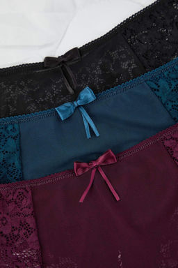 Cok Renkli 3lu Dantel Dantel Detayl? Duz Brazilian Kulot THMAW26KU00027 - Trendyolmilla фото 2