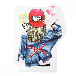 Термотрансфер арт.TBY.1244 Девушка в кепке 22х16см, уп.10шт