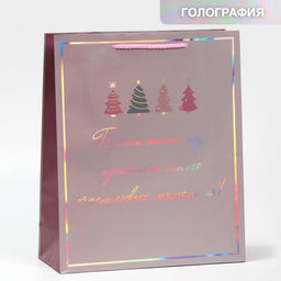 Цена за 2 шт. Пакет новогодний подарочный голографический «Моменты», 26×32×9 см