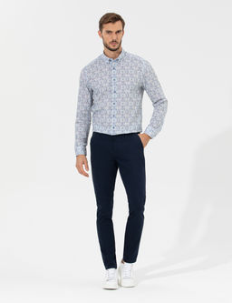 Lacivert Slim Fit Basic Chino Pantolon