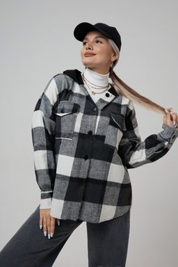 Рубашка женская в клетку с капюшоном РЖКК-01