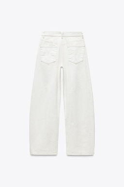 ZW COLLECTION TAPERED MID-WAIST WAXED CRACKLED JEANS - Zara фото 6