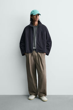 CAMISA RELAXED FIT CUADROS CREMALLERA / Azul