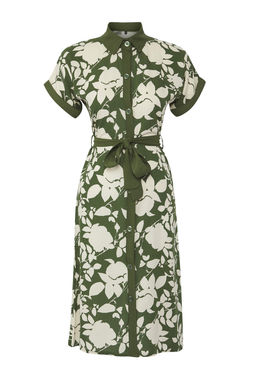 Yesil Cicekli Midi Viskon Dokuma Gomlek Elbise TWOSS25EL00391 - Trendyolmilla фото 5