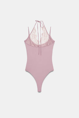 BODY HALTER COMBINADO ENCAJE / Rosa empolvado - Zara фото 6