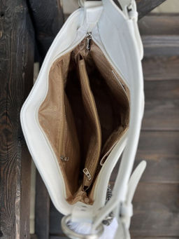 Женская сумка хобо из эко кожи 007 Белый - Cidirro фото 6