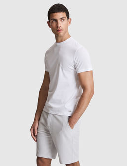 Beyaz Slim Fit %100 Pamuk Bisiklet Yaka Likral_ Basic Ti__rt