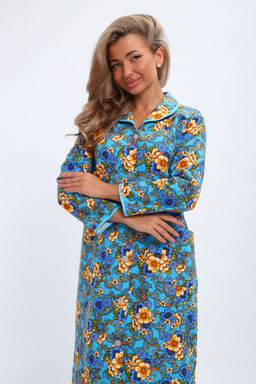 Халат женский из фланели Маша макси цветы