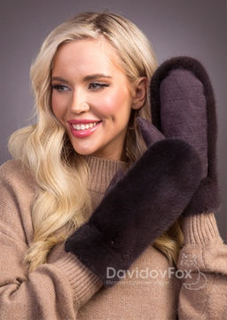 Варежки норка замша аврора