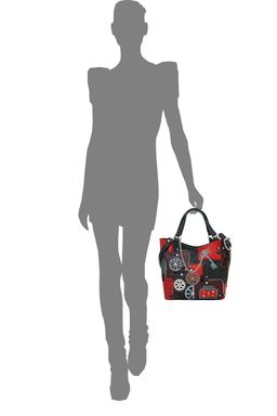 Сумка с аппликацией ДС-189-125 черный+красный - Protege фото 4