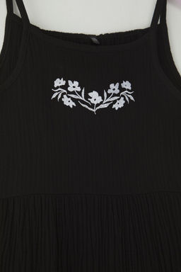 Siyah K?z Cocuk %100 Pamuk Nak?sl? Ask?l? Mini Dokuma Elbise TKDSS25EL00011 - Trendyolmilla фото 2