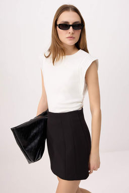 Ekru Regular/Normal Kal?p Kolsuz Tas Detayl? Tok %100 Pamuk Orme T-shirt TWOSS26TS00231 - Trendyolmilla фото 2