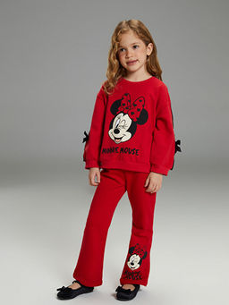Minnie Mouse Bask?l? K?z ?ocuk Kal?n Sweatshirt