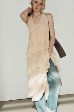 VESTIDO MIDI VOLANTES / Crema - Zara фото 6