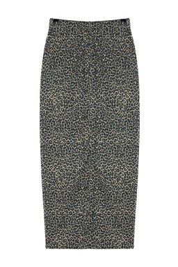 TRENDYOLMILLA Cok Renkli Leopar Desenli Kahverengi Midi Denim Etek TWOAW25ET00009 фото 7