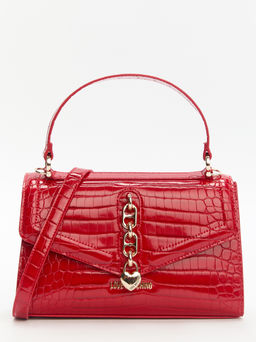 Женская сумка с ручками LOVE MOSCHINO CHAIN DETAIL CROCO Артикул 4192183, рубиновый