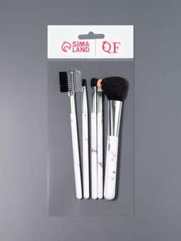 Набор кистей для макияжа «Мрамор», 5 предметов, белый, чёрный