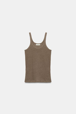TOP ALGOD?N Y LINO TIRANTES / Marr?n claro - Zara фото 4